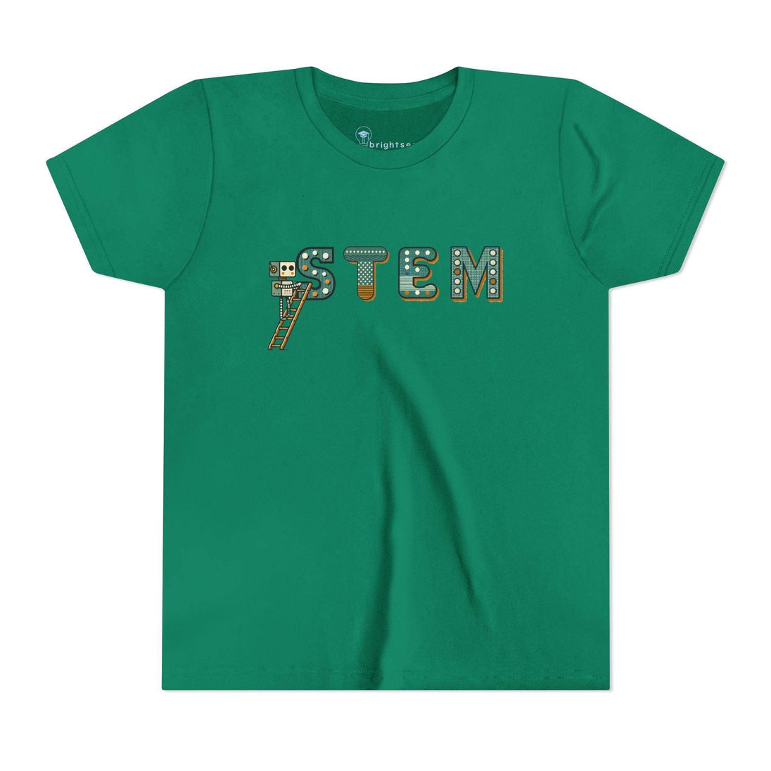 STEM Construction bot on Ladder - Youth Short Sleeve - Brightsee