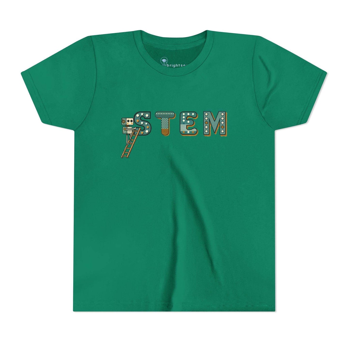 STEM Construction bot on Ladder - Youth Short Sleeve - Brightsee