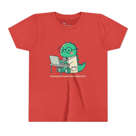 Dino Computer Scientist - Youth Short Sleeve - Brightsee