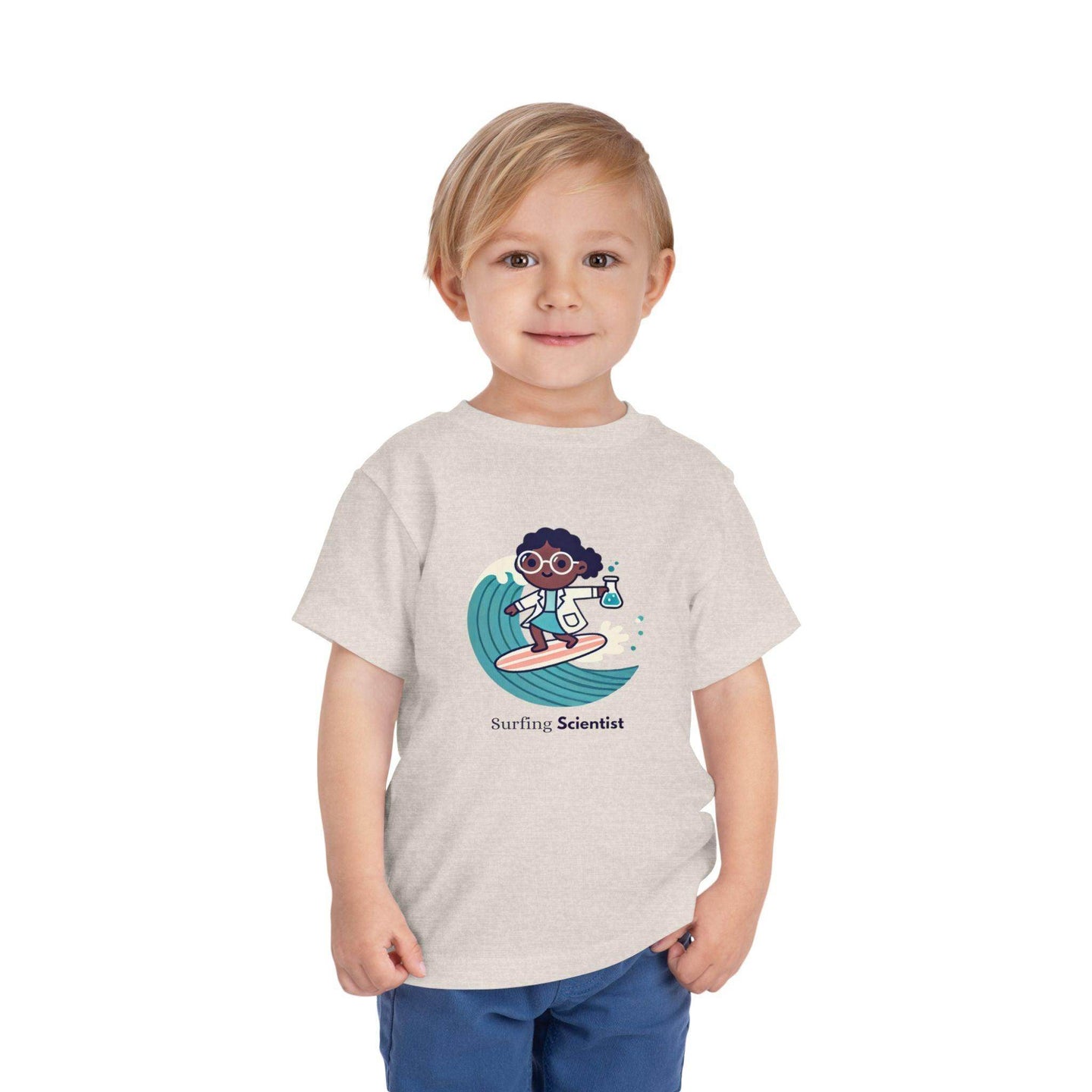 Surfing Scientist Girl - Toddler Short Sleeve - Brightsee