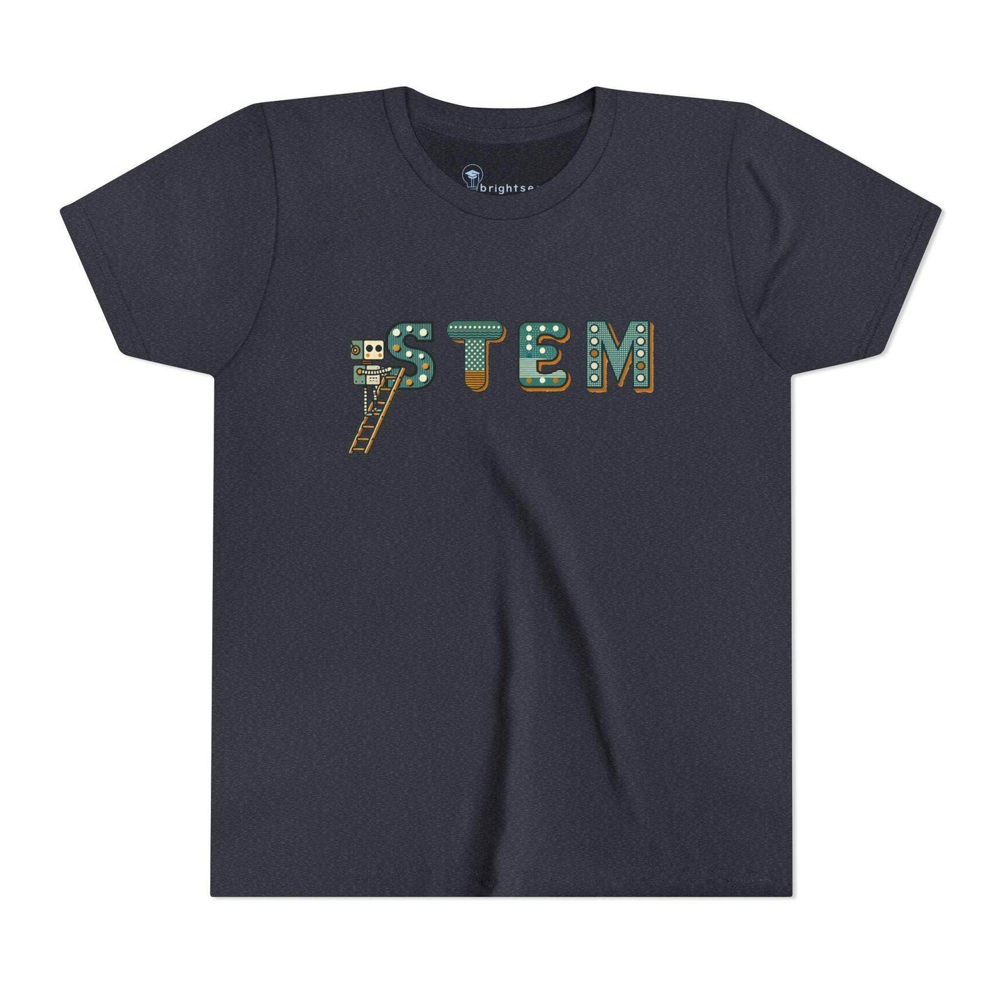 STEM Construction bot on Ladder - Youth Short Sleeve - Brightsee