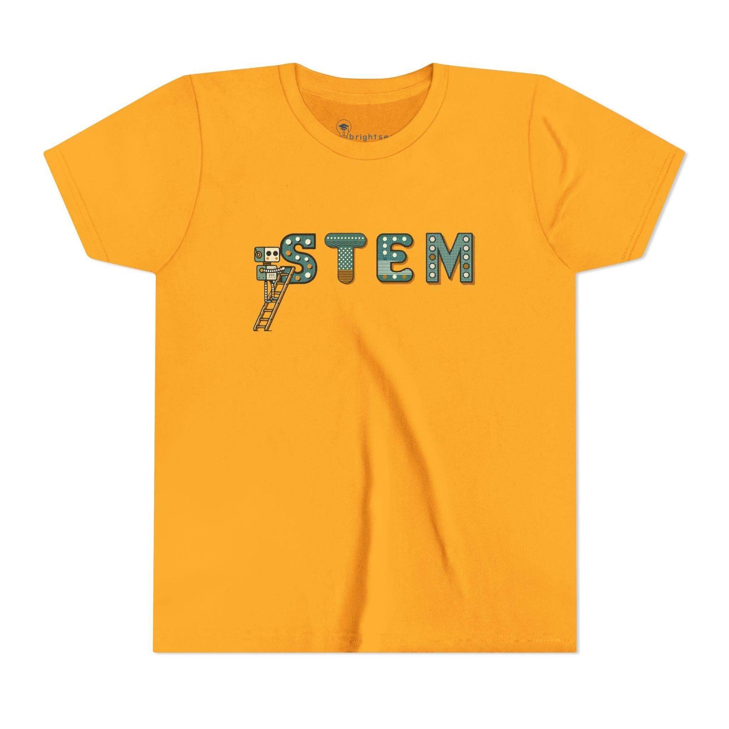 STEM Construction bot on Ladder - Youth Short Sleeve - Brightsee