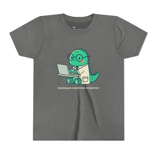 Dino Computer Scientist - Youth Short Sleeve - Brightsee