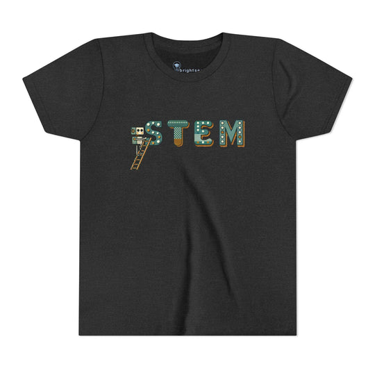 STEM Construction bot on Ladder - Youth Short Sleeve - Brightsee