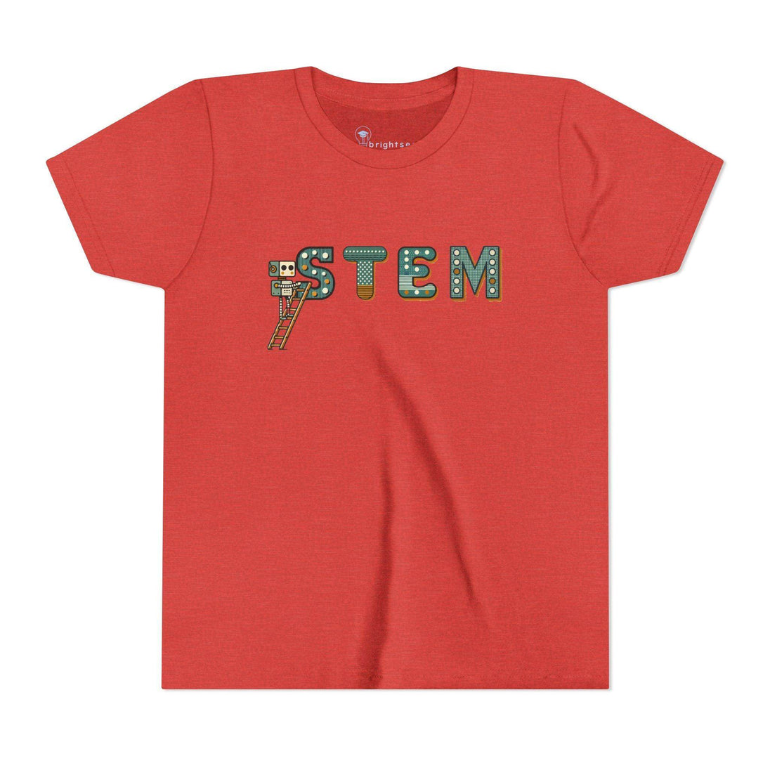 STEM Construction bot on Ladder - Youth Short Sleeve - Brightsee