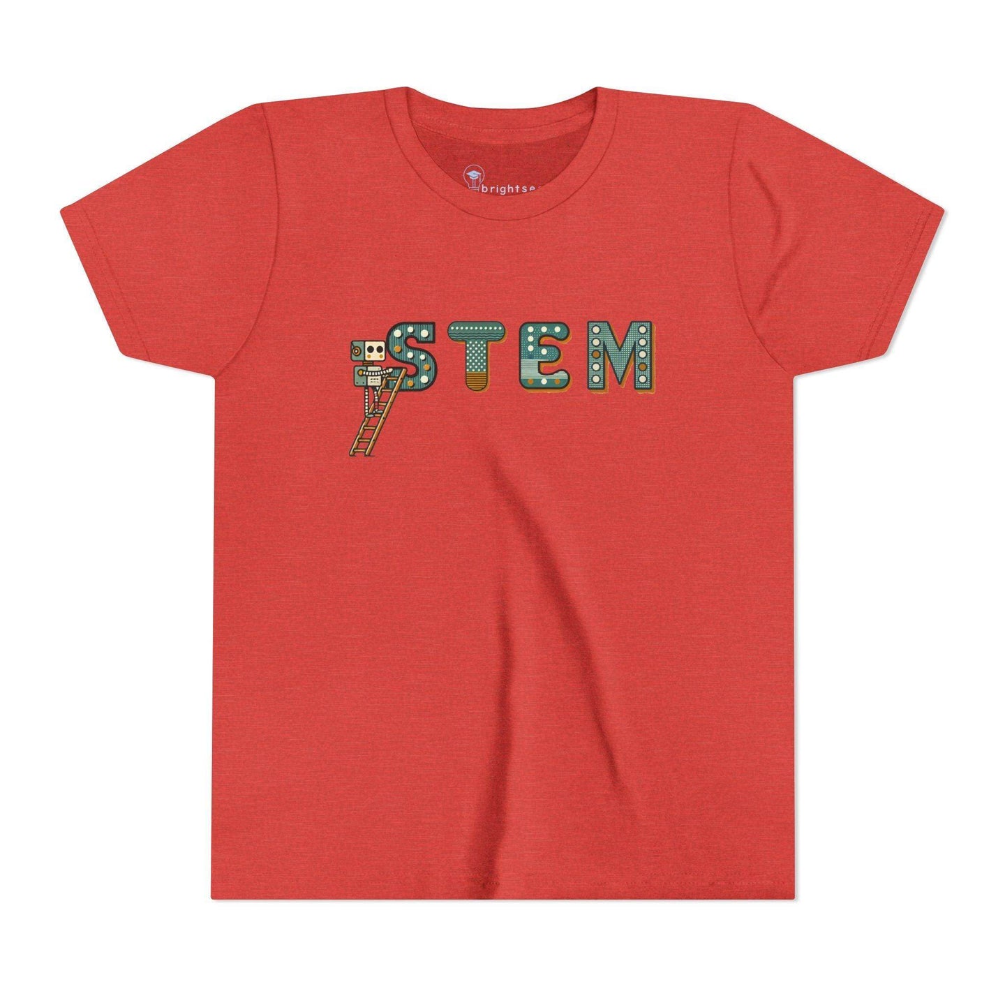 STEM Construction bot on Ladder - Youth Short Sleeve - Brightsee