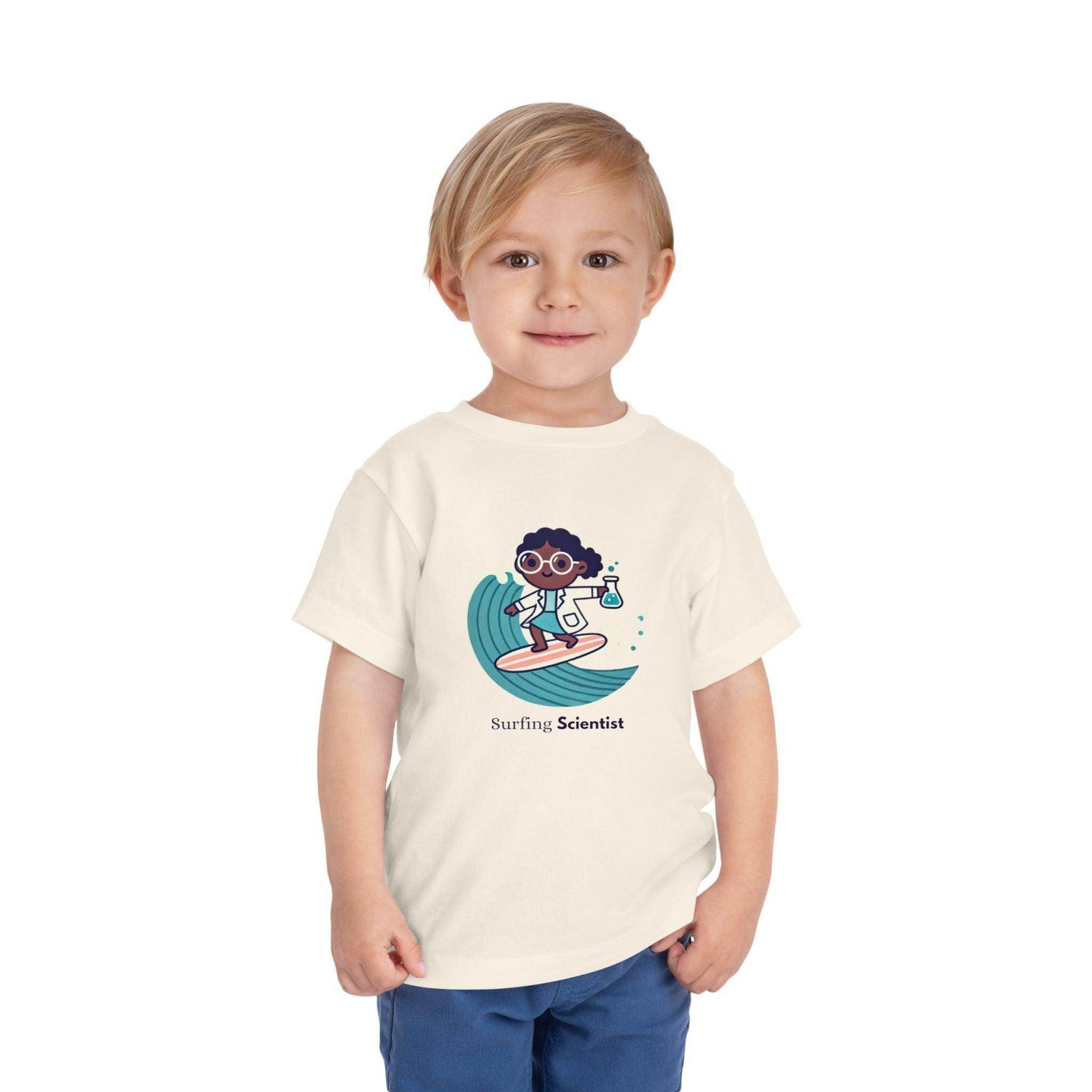 Surfing Scientist Girl - Toddler Short Sleeve - Brightsee