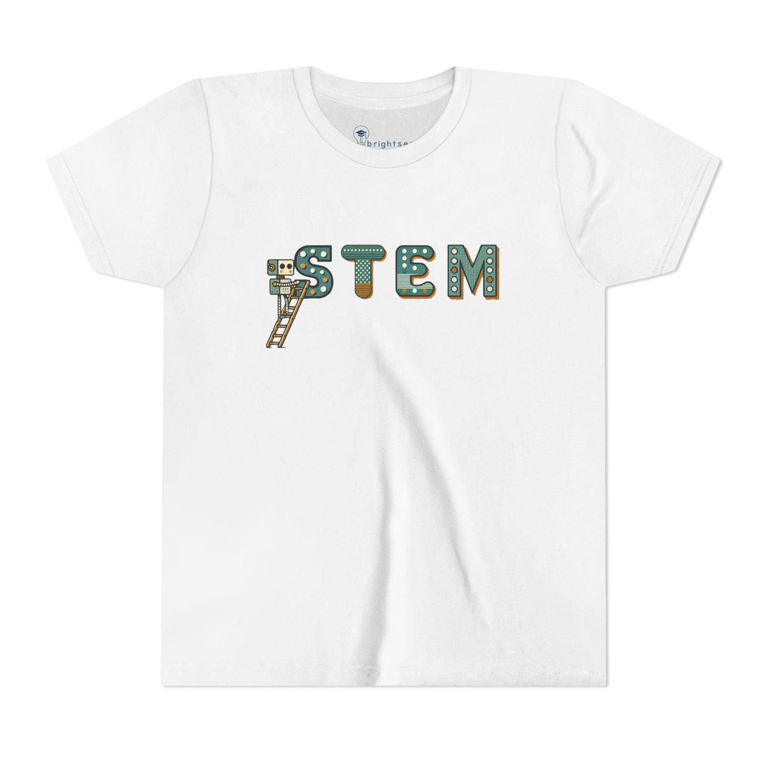 STEM Construction bot on Ladder - Youth Short Sleeve - Brightsee