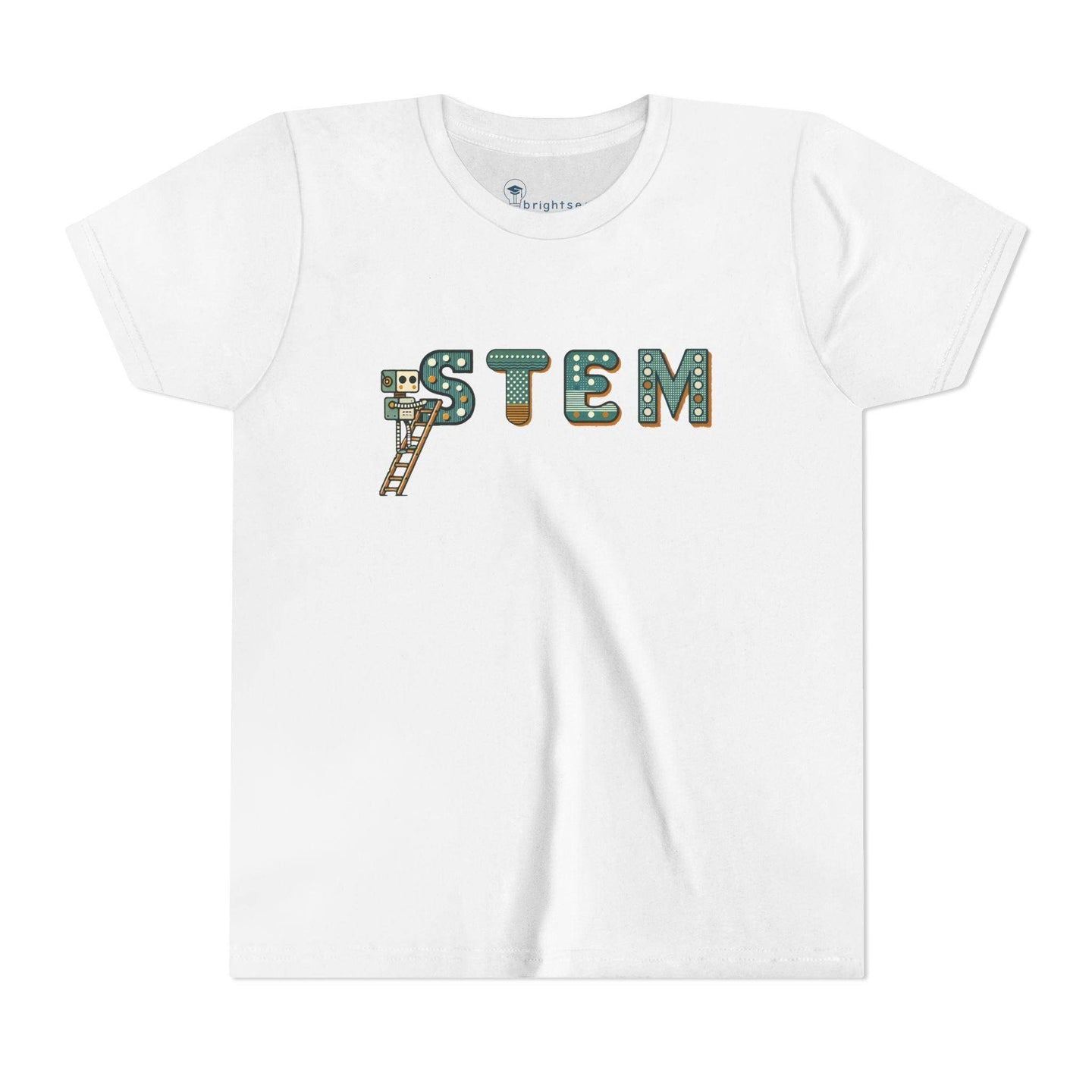 STEM Construction bot on Ladder - Youth Short Sleeve - Brightsee
