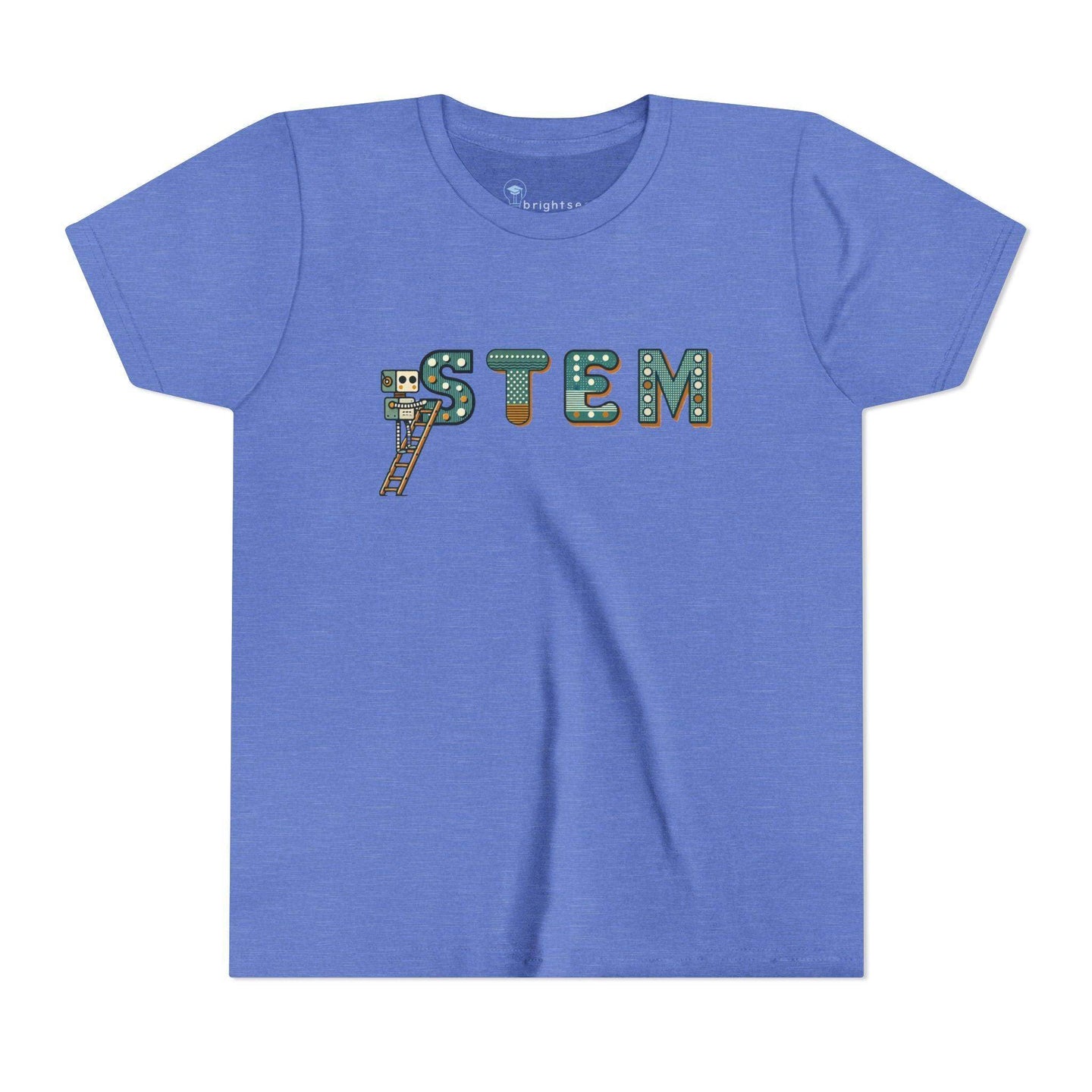 STEM Construction bot on Ladder - Youth Short Sleeve - Brightsee