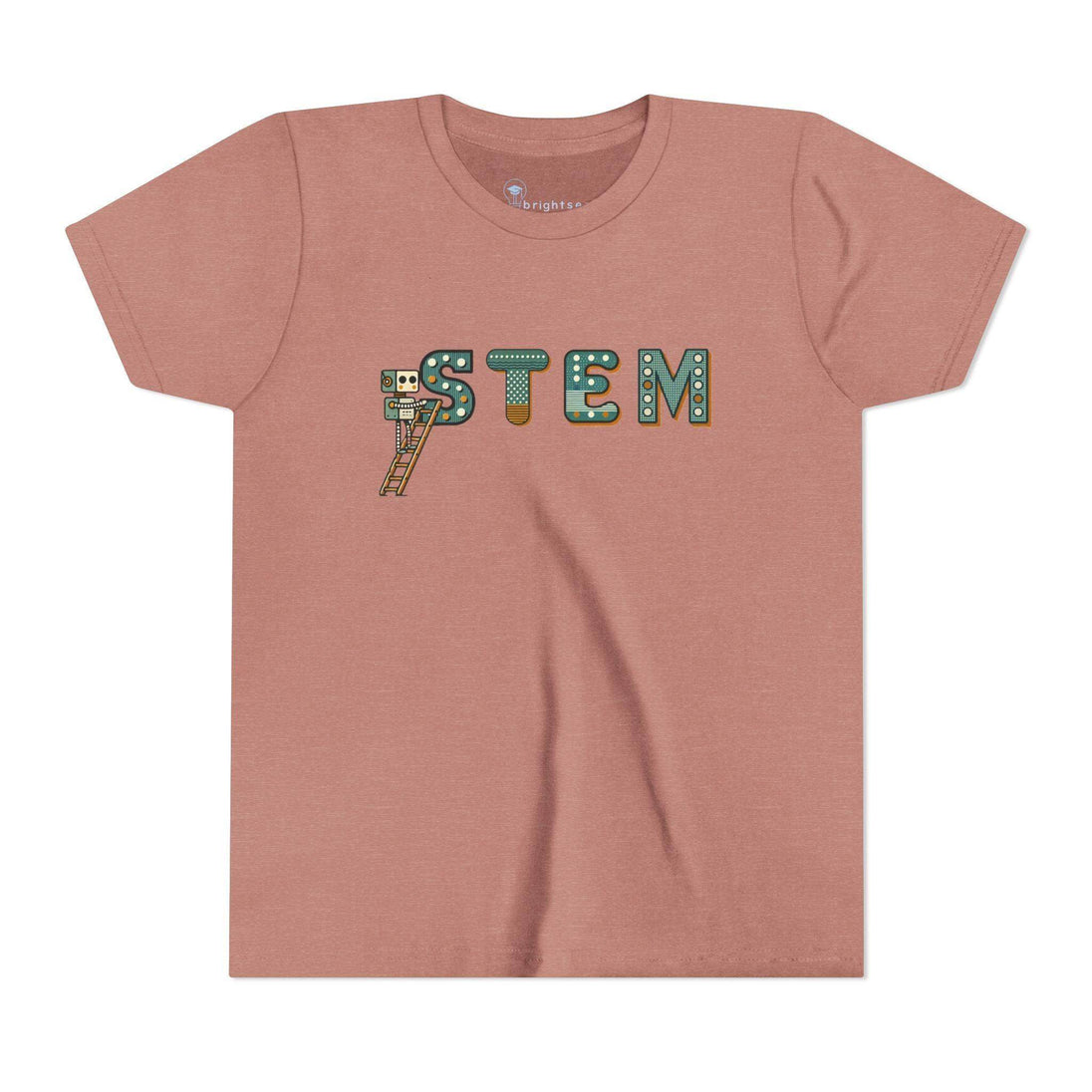 STEM Construction bot on Ladder - Youth Short Sleeve - Brightsee