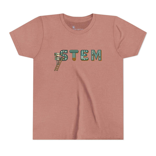 STEM Construction bot on Ladder - Youth Short Sleeve - Brightsee