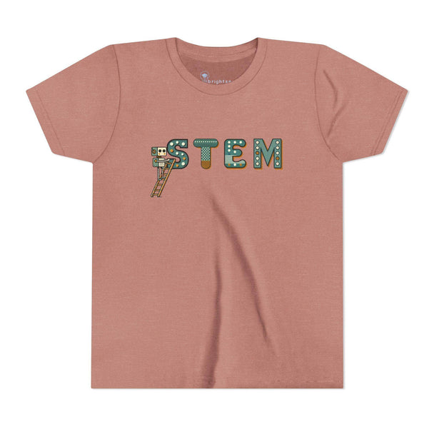 STEM Construction bot on Ladder - Youth Short Sleeve - Brightsee