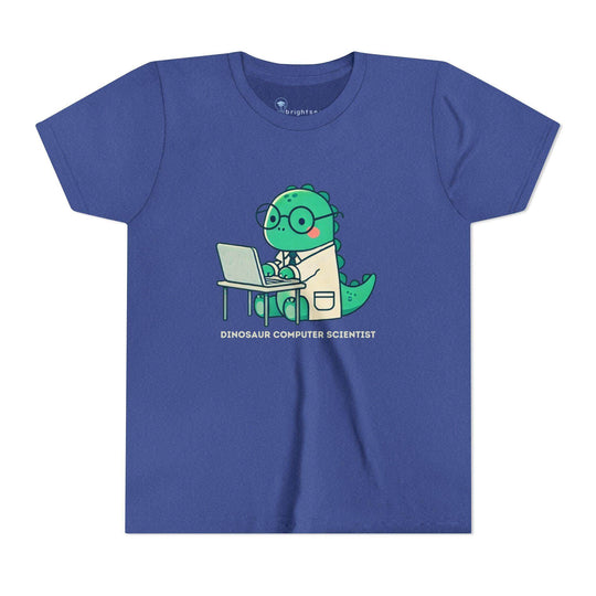 Dino Computer Scientist - Youth Short Sleeve - Brightsee